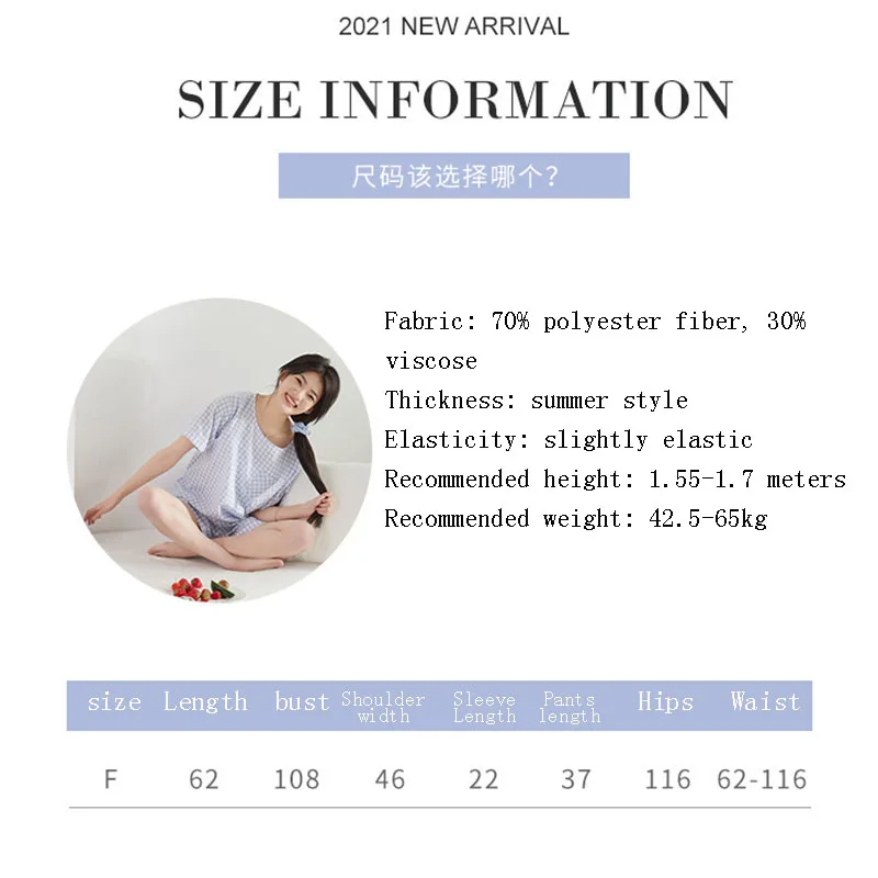 Sweet Pajamas Set Women Home Wear Shorts Plaid Round Neck 2 Piece Pajama Set Cute Korean Japanese Thin Short Sleeve Roomwear
Sweet Pajamas Set Women Home Wear Shorts Plaid Round Neck 2 Piece Pajama Set Cute Korean Japanese Thin Short Sleeve Roomwear