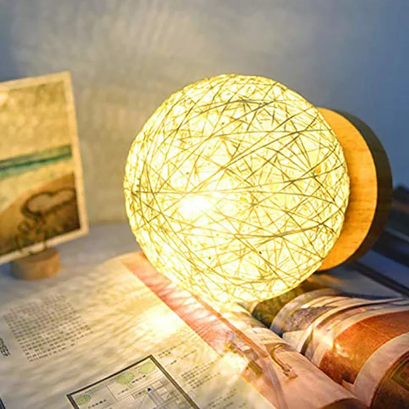 Creative USB Table Lamp Hand-Knit Lampshade Wood Moon Lamp Night Light Projector Environmental Protection Art Lighting Luminaria
Creative USB Table Lamp Hand-Knit Lampshade Wood Moon Lamp Night Light Projector Environmental Protection Art Lighting Luminaria