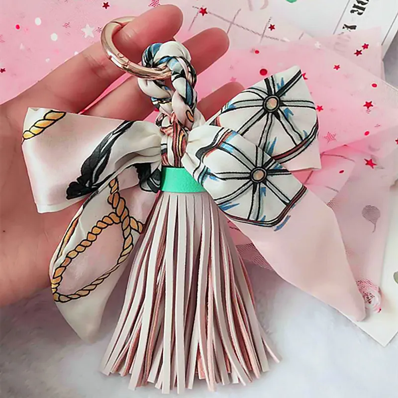 New leather Tassels Key chain Bowknot Scarf Pendant Bag Charm Accessories Keychain Fashion Car Key Holder Jewelry EH809
New leather Tassels Key chain Bowknot Scarf Pendant Bag Charm Accessories Keychain Fashion Car Key Holder Jewelry EH809