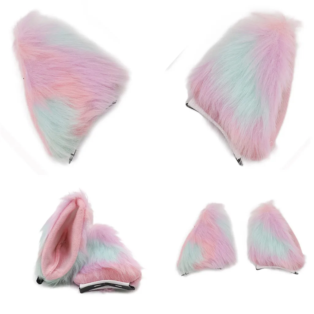 1 Pair Girls Fox Ear Hairpins Women Hair Clip Colorful Party Festival Plush Cat Ears Fashion Barrette Headwear Accessory | Аксессуары