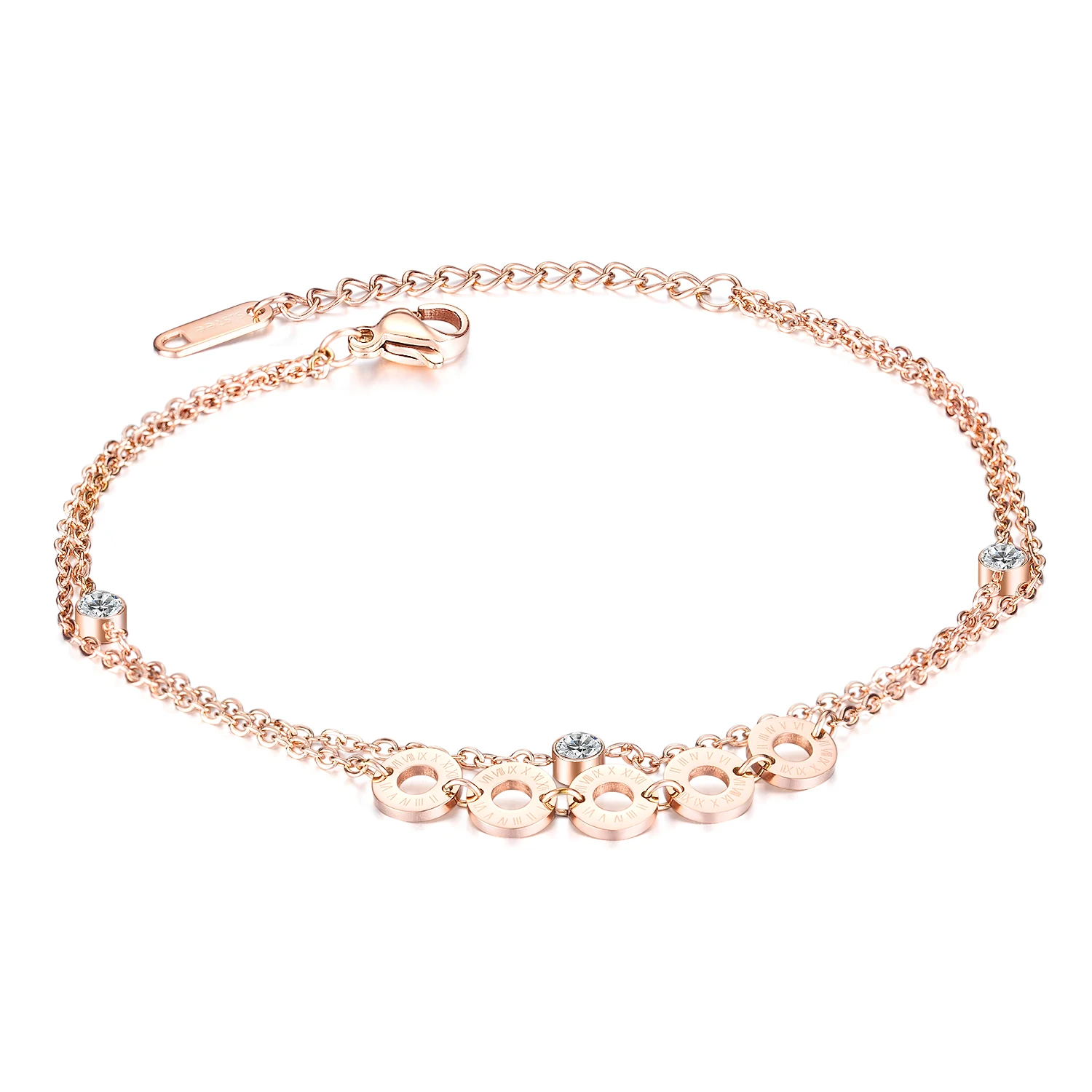 OPK Double Layers Ankle Bracelet Rose Gold Round Crystal Sandals Women Summer foot Bracelet Stainless Steel Link Chain GZ097
OPK Double Layers Ankle Bracelet Rose Gold Round Crystal Sandals Women Summer foot Bracelet Stainless Steel Link Chain GZ097