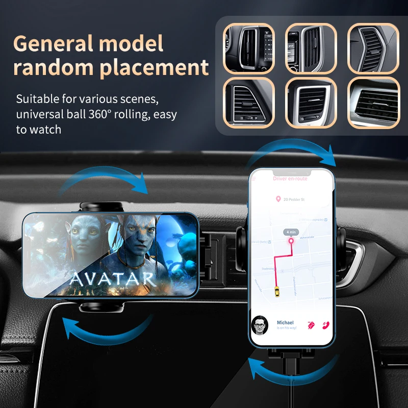 Car Accessories Car Air Vent Clip Mount Mobile Phone Holder Cell Stand Support 15W Qi Fast Charging Automatic Alignment
Car Accessories Car Air Vent Clip Mount Mobile Phone Holder Cell Stand Support 15W Qi Fast Charging Automatic Alignment