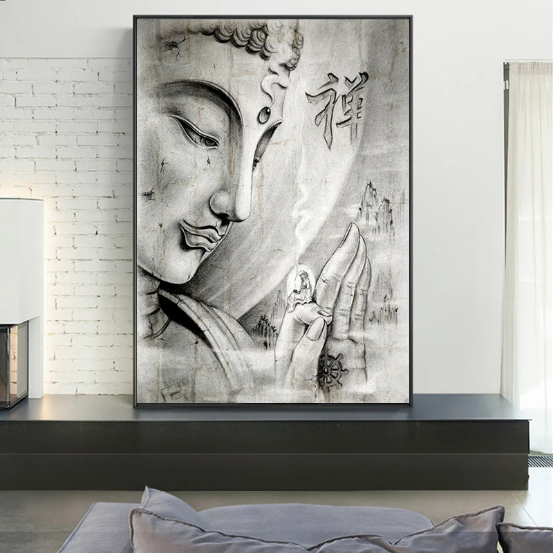 Abstract Black White Religion Buddha Statue Canvas Painting Scandinavian Posters and Prints Wall Art Picture for Living Room
Abstract Black White Religion Buddha Statue Canvas Painting Scandinavian Posters and Prints Wall Art Picture for Living Room