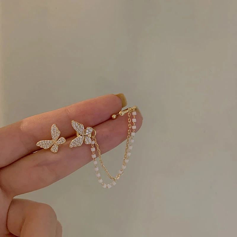 2021 Korean Elegant Cute Rhinestone Butterfly Stud Earrings For Women Girls Fashion Metal Chain Boucle D'oreille Jewelry
2021 Korean Elegant Cute Rhinestone Butterfly Stud Earrings For Women Girls Fashion Metal Chain Boucle D'oreille Jewelry