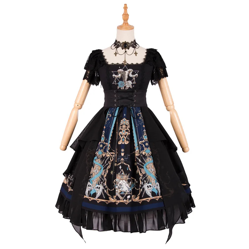Lolita Princess Skirt Cosplay Lovely Lolita Cake Black Short Sleeve Dress Puffy Skirt Court Retro Lolita Dress New 
Lolita Princess Skirt Cosplay Lovely Lolita Cake Black Short Sleeve Dress Puffy Skirt Court Retro Lolita Dress New