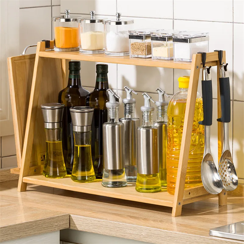 2-Tiers Bamboo Kitchen Rack Spice Stand Shelf Home Organizer Cutting Board Rack Household Kitchenware Holder for Kitchen Storage
2-Tiers Bamboo Kitchen Rack Spice Stand Shelf Home Organizer Cutting Board Rack Household Kitchenware Holder for Kitchen Storage