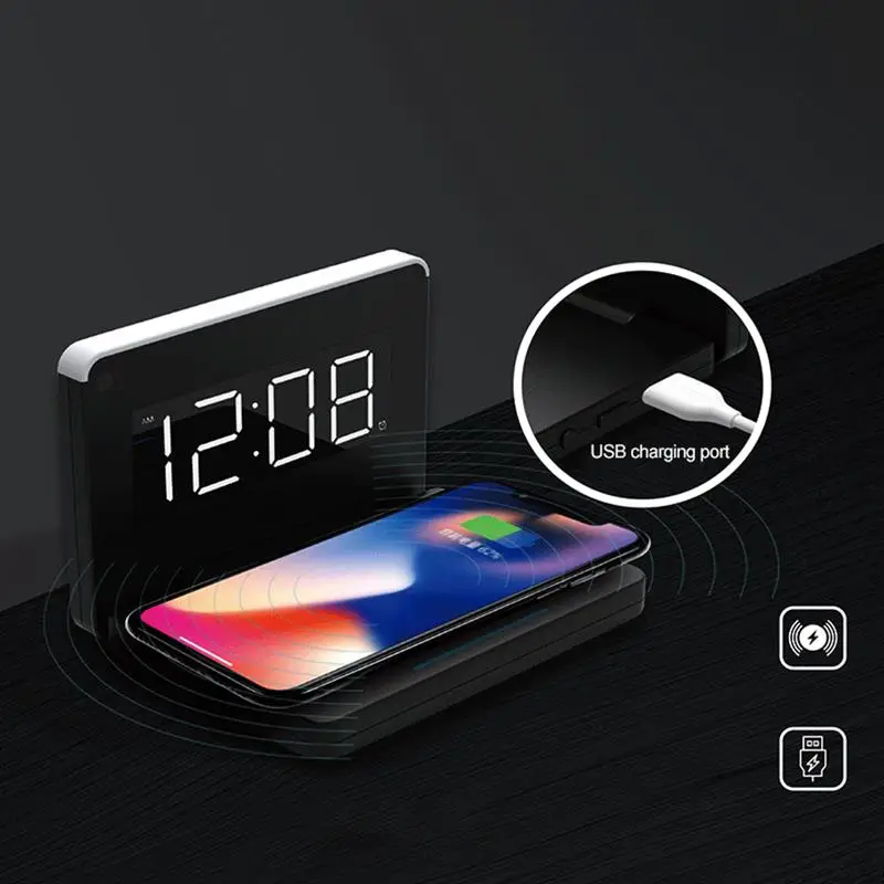 Foldable LED Digital Display Clock with Wireless Charging 10W Fast Charger Alarm Compatible for iPhone Series Night Light
Foldable LED Digital Display Clock with Wireless Charging 10W Fast Charger Alarm Compatible for iPhone Series Night Light