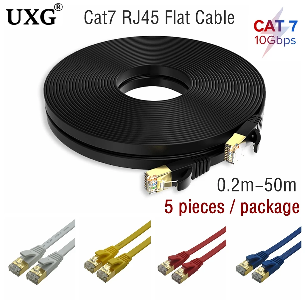 5pieces/pack Ethernet Cable RJ45 Cat7 Lan SSTP CAT 7 RJ 45 Male To Male Gold Plated High Speed Network Cable Patch Cord 1m-50m
5pieces/pack Ethernet Cable RJ45 Cat7 Lan SSTP CAT 7 RJ 45 Male To Male Gold Plated High Speed Network Cable Patch Cord 1m-50m