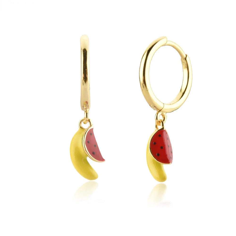 Gold Fruits Aros Sandia y Platano Clips Jewelry Loops Piercing For European Women Earring sterling silver 925
Gold Fruits Aros Sandia y Platano Clips Jewelry Loops Piercing For European Women Earring sterling silver 925