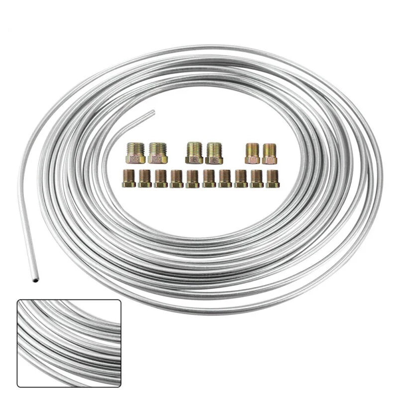 25 Ft 3/16 Brake Line Kit Steel Tube Roll Silver Flexible Brake Pipe Hose Line Anti-rust With 16pcs Tube Nuts
25 Ft 3/16 Brake Line Kit Steel Tube Roll Silver Flexible Brake Pipe Hose Line Anti-rust With 16pcs Tube Nuts