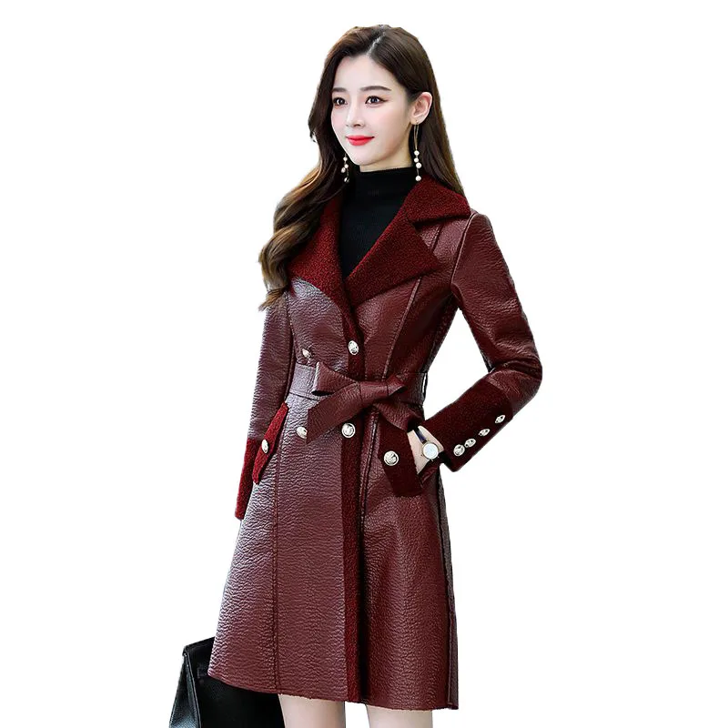 Autumn Winter PU Leather Jacket Women Mid-Long Lambswool Splicing Overcoat Windbreaker Woman Casual Faux Fur Outerwear R770
Autumn Winter PU Leather Jacket Women Mid-Long Lambswool Splicing Overcoat Windbreaker Woman Casual Faux Fur Outerwear R770