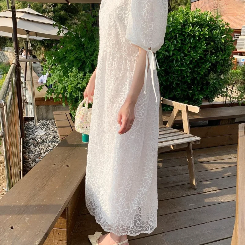 KUSAHIKI Lace Hook Woman Dress Korean Bow Tie Puff Sleeve O-neck Dresses Causal High Waist A-line Summer Vestido 2021 New 6J242
KUSAHIKI Lace Hook Woman Dress Korean Bow Tie Puff Sleeve O-neck Dresses Causal High Waist A-line Summer Vestido 2021 New 6J242