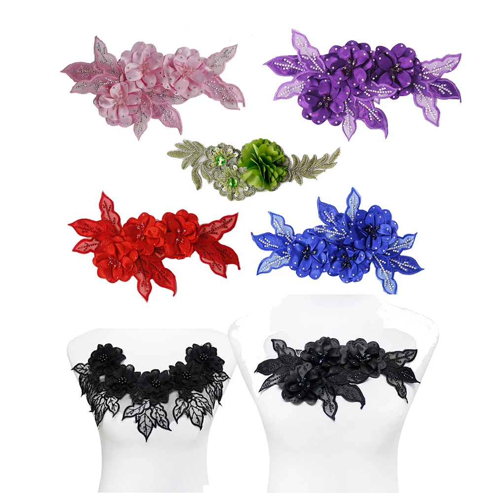 2pc Black Beaded Rhinestones 3D Flower Embroidery Design Patches Floral Lace Patch Neckline Collar Motifs Applique Sewing T1799
2pc Black Beaded Rhinestones 3D Flower Embroidery Design Patches Floral Lace Patch Neckline Collar Motifs Applique Sewing T1799