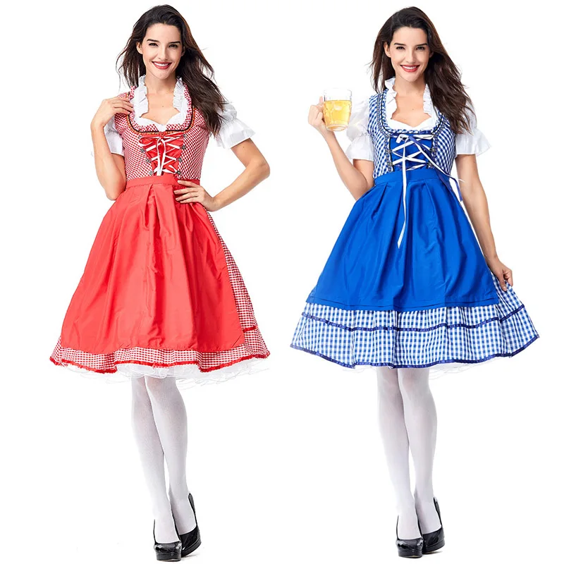 Women Red Blue Bavaria Beer Maid Costume Okotberfest Dirndl Beer Party Festival Carnival Halloween Fancy Dress Size S-3XL
Women Red Blue Bavaria Beer Maid Costume Okotberfest Dirndl Beer Party Festival Carnival Halloween Fancy Dress Size S-3XL