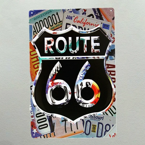 Жестяной постер Route 66, художественная жестяная вывеска, украшение для дома, металлический художественный ретро-постер, ремесла 20*30 см
Жестяной постер Route 66, художественная жестяная вывеска, украшение для дома, металлический художественный ретро-постер, ремесла 20*30 см