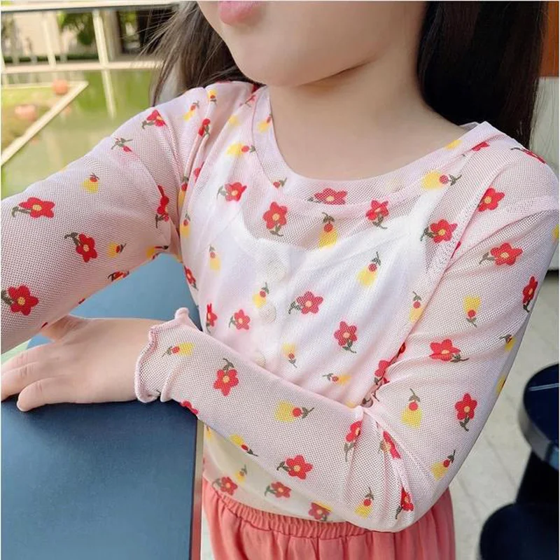 Summer Kids T shirt Long Sleeve Thin Tops Flower Printed T shirt for Girls Sunscreen Clothing BB142
Summer Kids T shirt Long Sleeve Thin Tops Flower Printed T shirt for Girls Sunscreen Clothing BB142