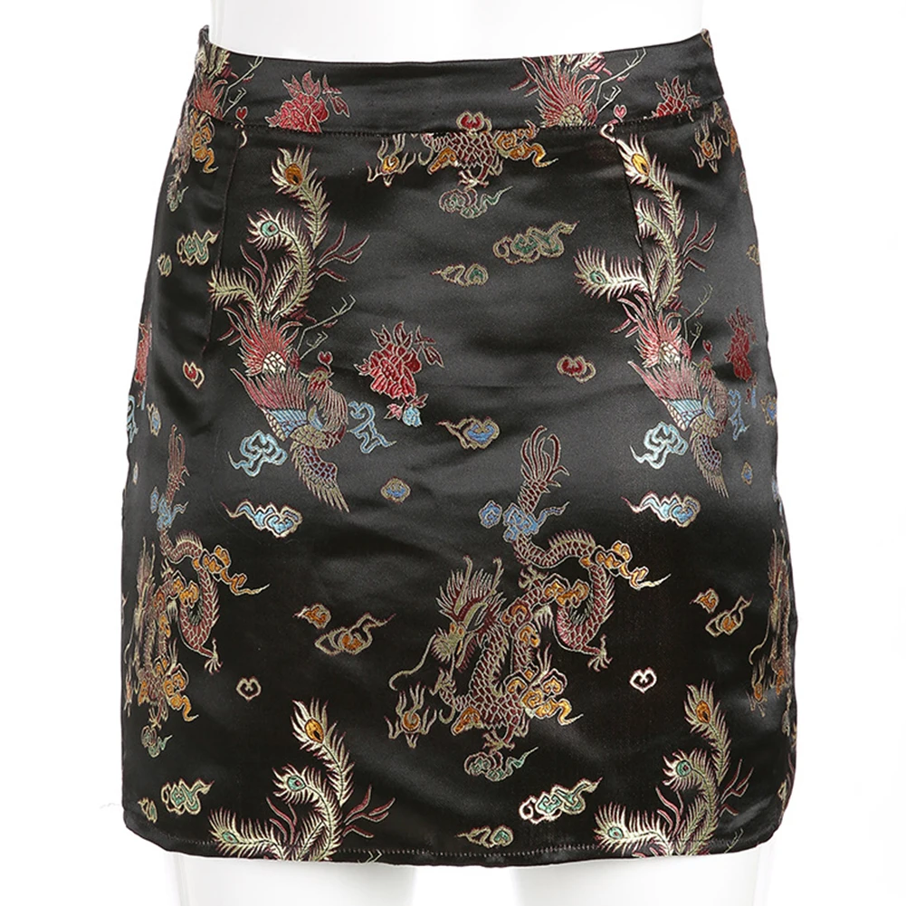 Chinese Style Embroidery Side Split High Waist Skirts Women Summer Tang Buckle Short Skirt Polyester 
Chinese Style Embroidery Side Split High Waist Skirts Women Summer Tang Buckle Short Skirt Polyester