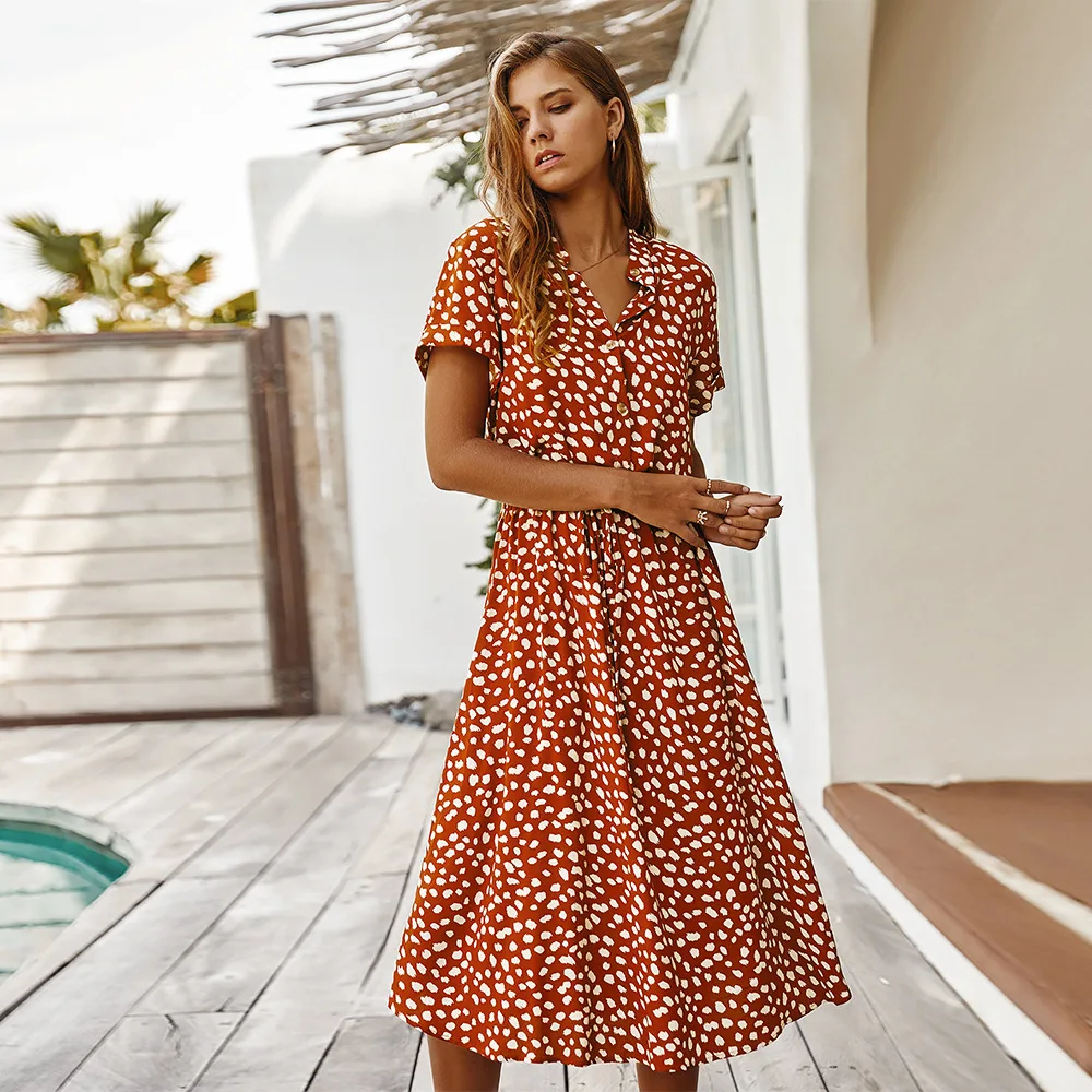 Summer White Polka Dot Bandage Women Shirt Dress A-line Short Sleeve Knitting Cotton Casual Elegant Party Vestido 2020Robe Fille
Summer White Polka Dot Bandage Women Shirt Dress A-line Short Sleeve Knitting Cotton Casual Elegant Party Vestido 2020Robe Fille