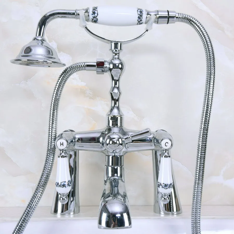 Полированный хромированный латунный Смеситель для ванны с двойными керамическими ручками, наполнитель для ванны с ручной душевой лейкой в телефонном стиле, ана114
Полированный хромированный латунный Смеситель для ванны с двойными керамическими ручками, наполнитель для ванны с ручной душевой лейкой в телефонном стиле, ана114