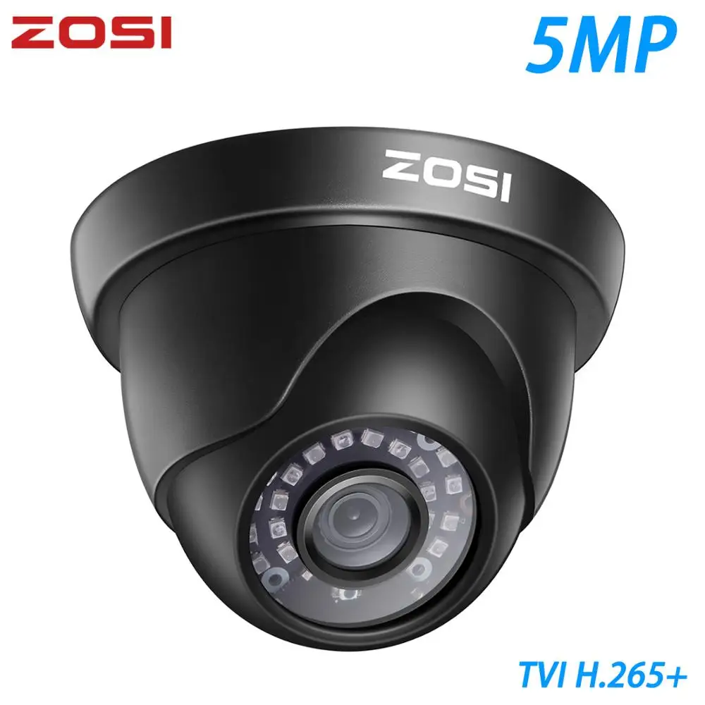 ZOSI 5MP TVI Крытая и наружная купольная CCTV камера видеонаблюдения инфракрасная