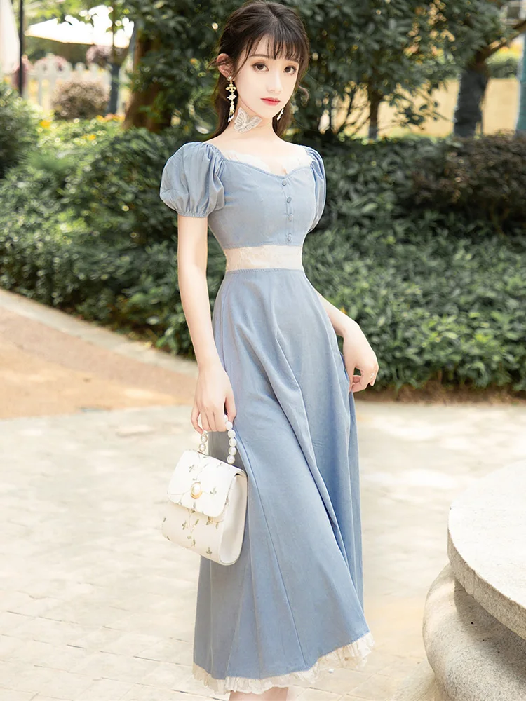 2020 new fashion women's clothing Square Collar dress women dresses Vintage Short
2020 new fashion women's clothing Square Collar dress women dresses Vintage Short
