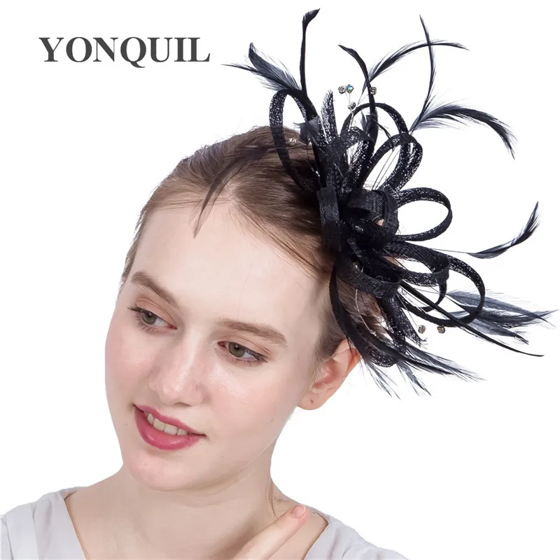 

Women Elegant Wedding Headwear Cocktail Fascinators Hairpins Headbands For Ladies Feather Flower Summer Ladies Hair Accessories