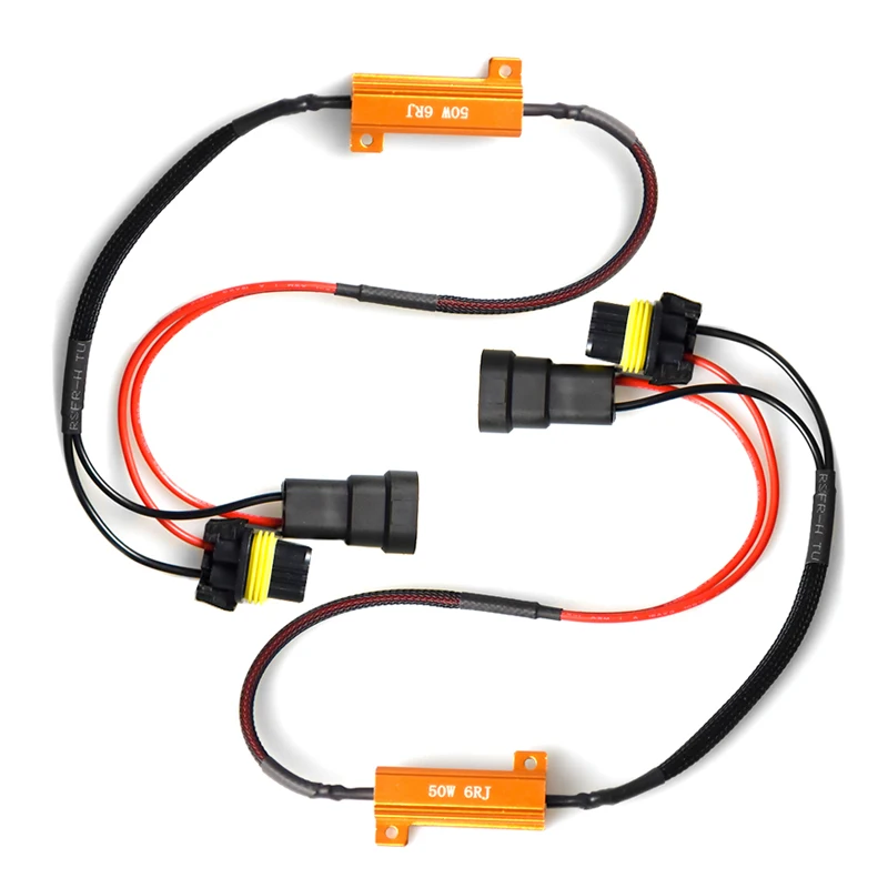 

2x 50W 6ΩH1 H3 H4 H8 H7 H11 9006 HB4 Canbus Load Resistor LED Decoder Warning Canceler Light Error Free 12V Resistance Adapter