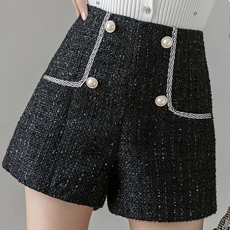 Autumn New High Waist Tweed Shorts Women Casual Loose Ladies Korean Fashion Slim Button Zipper Shorts Feminino All-match Bottoms
Autumn New High Waist Tweed Shorts Women Casual Loose Ladies Korean Fashion Slim Button Zipper Shorts Feminino All-match Bottoms