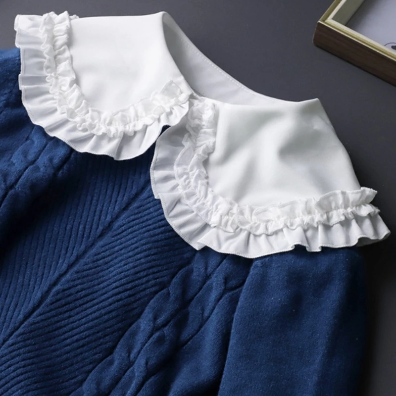 Women Girls Detachable False Collar Sweet Lolita Lapel Ruffles Half Shirt Blouse Button White Decorative Necklace Dickey 
Women Girls Detachable False Collar Sweet Lolita Lapel Ruffles Half Shirt Blouse Button White Decorative Necklace Dickey