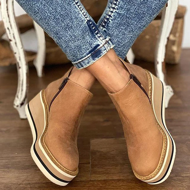2021 Fall Women Ankle Boots Soild Color Side Zipper Ladies Casual Boots Wedges Low Top Round Toe Casial All Match Woman Booties
2021 Fall Women Ankle Boots Soild Color Side Zipper Ladies Casual Boots Wedges Low Top Round Toe Casial All Match Woman Booties