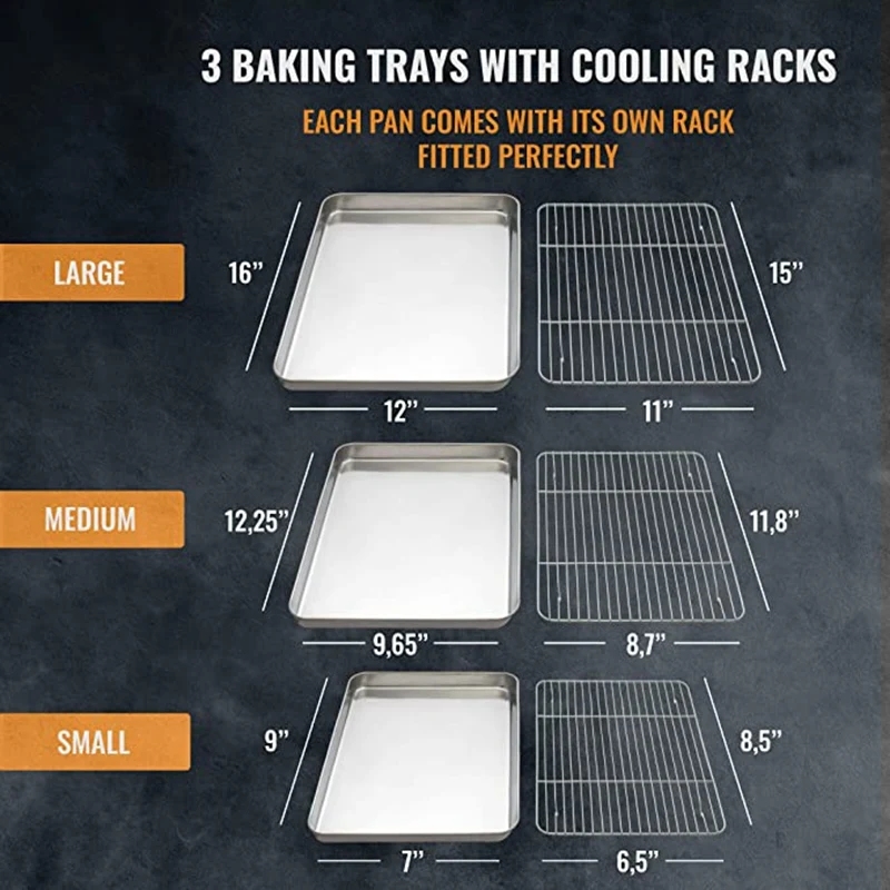 Baking Sheet with Wire Rack Set Cookie Sheet Pan Insert for Oven Cooling Grill Nonstick Sheet Bacon Stainless Steel
Baking Sheet with Wire Rack Set Cookie Sheet Pan Insert for Oven Cooling Grill Nonstick Sheet Bacon Stainless Steel