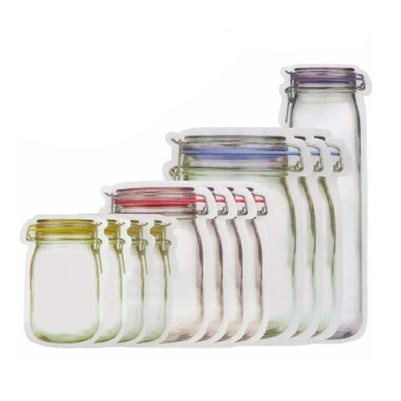 Snack Storage Bags Holder Organizer Waterproof Portable 12pcs Transparent