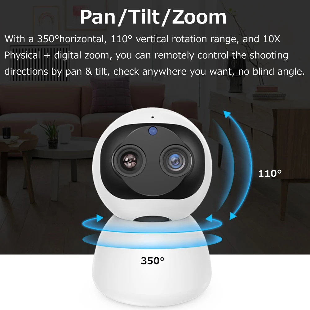 Камера видеонаблюдения FHD 1080P умная IP-камера для дома поддержка Wi-Fi PTZ 360 10-кратный