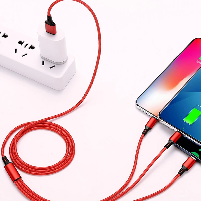 3 в 1 Micro USB Type C зарядный кабель с несколькими USB-портами USB-C мобильный телефон