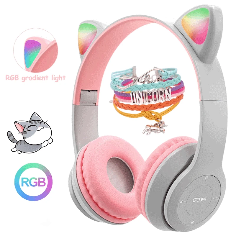 Headphones Bluetooth-Compatible Headset Earphones Wireless LED Kid Girl Stereo Foldable Sport Earphone Mic Headset Cute Cat Ears
Headphones Bluetooth-Compatible Headset Earphones Wireless LED Kid Girl Stereo Foldable Sport Earphone Mic Headset Cute Cat Ears