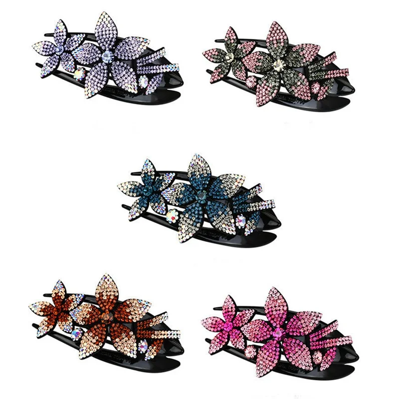 Hair Clip Rhinestone Flower Hair Clip Rhinestone Double Flower Hair Clip Flexible Durable Women Hair Dovetail Clip Decoration
Hair Clip Rhinestone Flower Hair Clip Rhinestone Double Flower Hair Clip Flexible Durable Women Hair Dovetail Clip Decoration