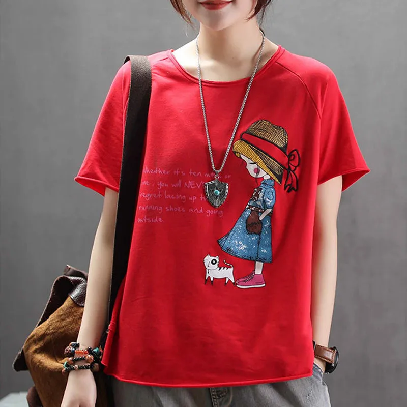 t shirt Women Cotton Summer Vintage Little Girl Print Sweet Short Sleeve T-shirt Casual Tee Tops Tshirts 2020 camiseta mujer
t shirt Women Cotton Summer Vintage Little Girl Print Sweet Short Sleeve T-shirt Casual Tee Tops Tshirts 2020 camiseta mujer