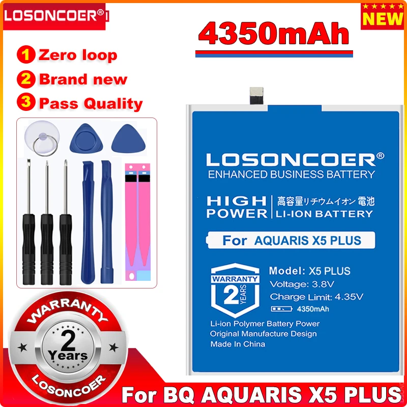 Сменный аккумулятор LOSONCOER 4350 мАч X5 PLUS для BQ AQUARIS аккумуляторы смартфонов +