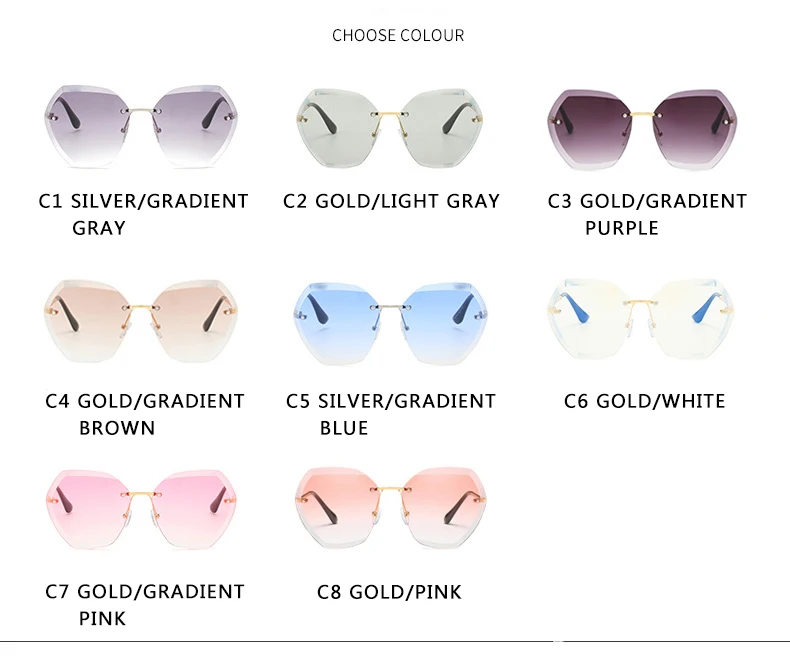 Fashion Sunglasses Women Brand Designer Cutting Lens Rimless Gradient Retro Alloy Frames High Quality Eyewear oculos de sol
Fashion Sunglasses Women Brand Designer Cutting Lens Rimless Gradient Retro Alloy Frames High Quality Eyewear oculos de sol