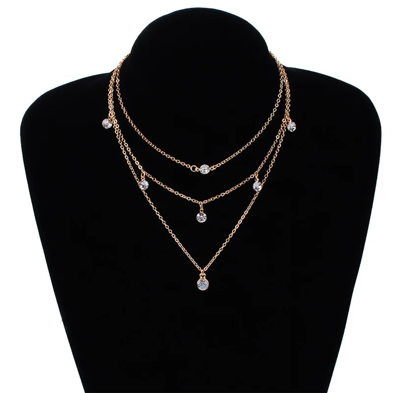 Fashion Gold Silver Long Chain Choker Necklace Charms Women Simple Multilayer Crystal Pendant Necklace Collares Jewelry
Fashion Gold Silver Long Chain Choker Necklace Charms Women Simple Multilayer Crystal Pendant Necklace Collares Jewelry