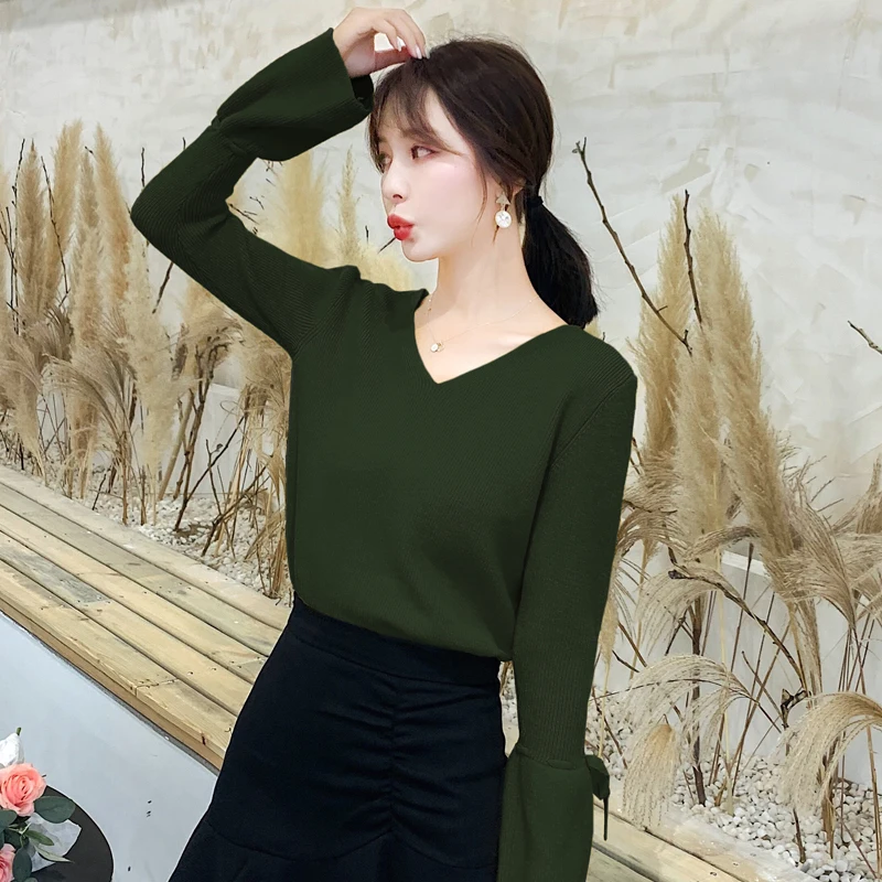New Elegant Women Autumn Bow knot Lace V Neck Long Flare Sleeves Sweater Knitwear Top
New Elegant Women Autumn Bow knot Lace V Neck Long Flare Sleeves Sweater Knitwear Top