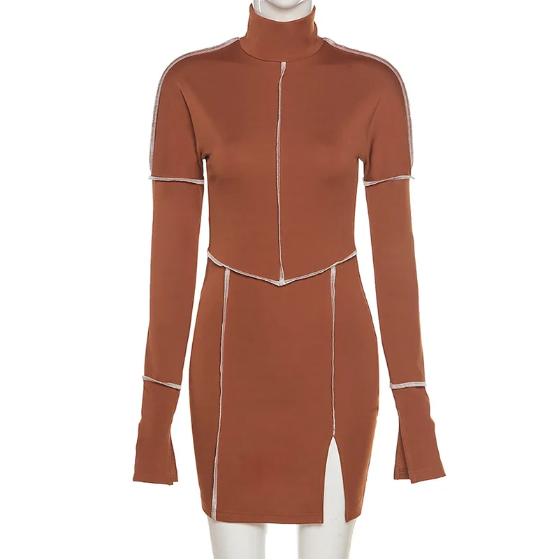 Spring New Full Sleeve Hip Dress Women 2021 New Turtleneck Patchwork Slim Short Dress Ladies Split Party Bodycon Dress 
Spring New Full Sleeve Hip Dress Women 2021 New Turtleneck Patchwork Slim Short Dress Ladies Split Party Bodycon Dress