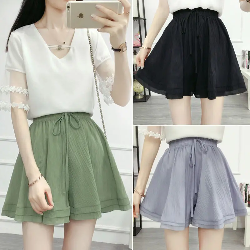 Spring and summer shorts women's summer 2021 new Chiffon Korean loose and versatile student High Waist Wide Leg skirt pants
Spring and summer shorts women's summer 2021 new Chiffon Korean loose and versatile student High Waist Wide Leg skirt pants