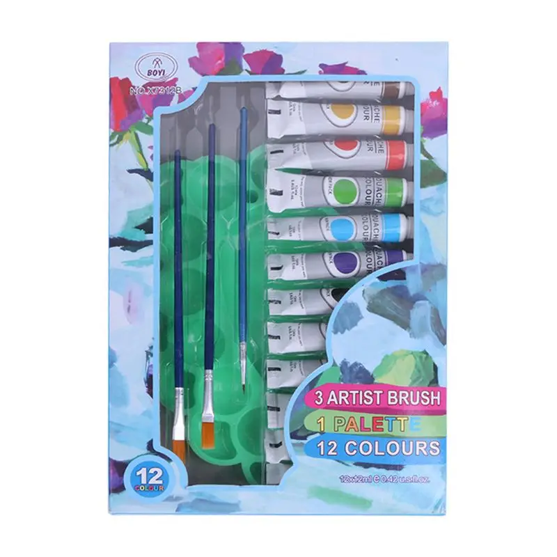 12ml 12 Colors Professional Acrylic Paints Brush Palette Hand Painted Drawing QX2B
12ml 12 Colors Professional Acrylic Paints Brush Palette Hand Painted Drawing QX2B