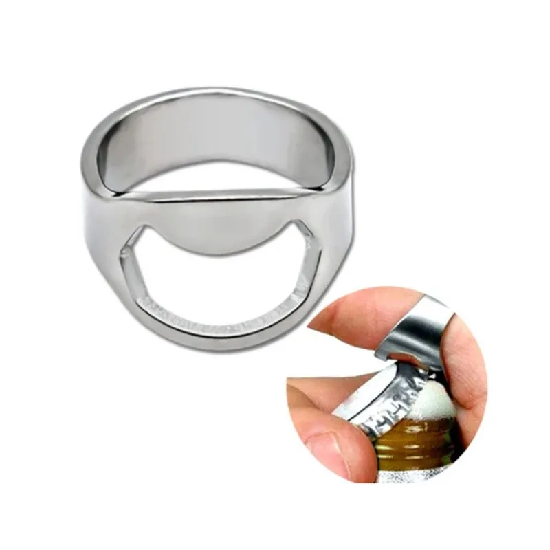 Ring Opener Beer Bottle Ring Corkscrew Mini Stainless Steel Finger Ring-shape Bottle Beer Cap Opening Remover Kitchen Bar Tools
Ring Opener Beer Bottle Ring Corkscrew Mini Stainless Steel Finger Ring-shape Bottle Beer Cap Opening Remover Kitchen Bar Tools