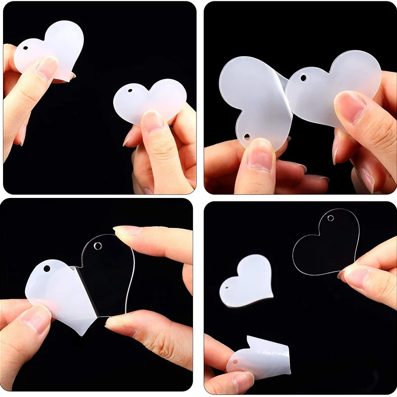 30 Blanks Clear Acrylic Heart Shape Plain and Pieces Key Chain Metal Rings for DIY Projects Crafts | Украшения и аксессуары