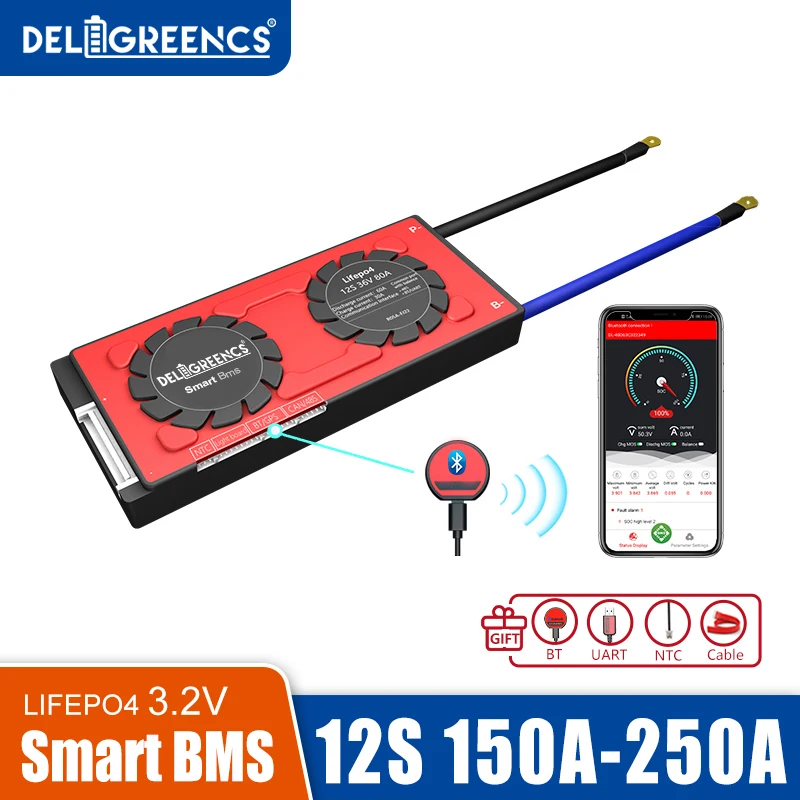 Smart BMS 12S 150A 200A 250A UART 485 CAN modbus Bluetooth connection LCD screen control for 12S 36V LiFePO4 Battery RV
Smart BMS 12S 150A 200A 250A UART 485 CAN modbus Bluetooth connection LCD screen control for 12S 36V LiFePO4 Battery RV