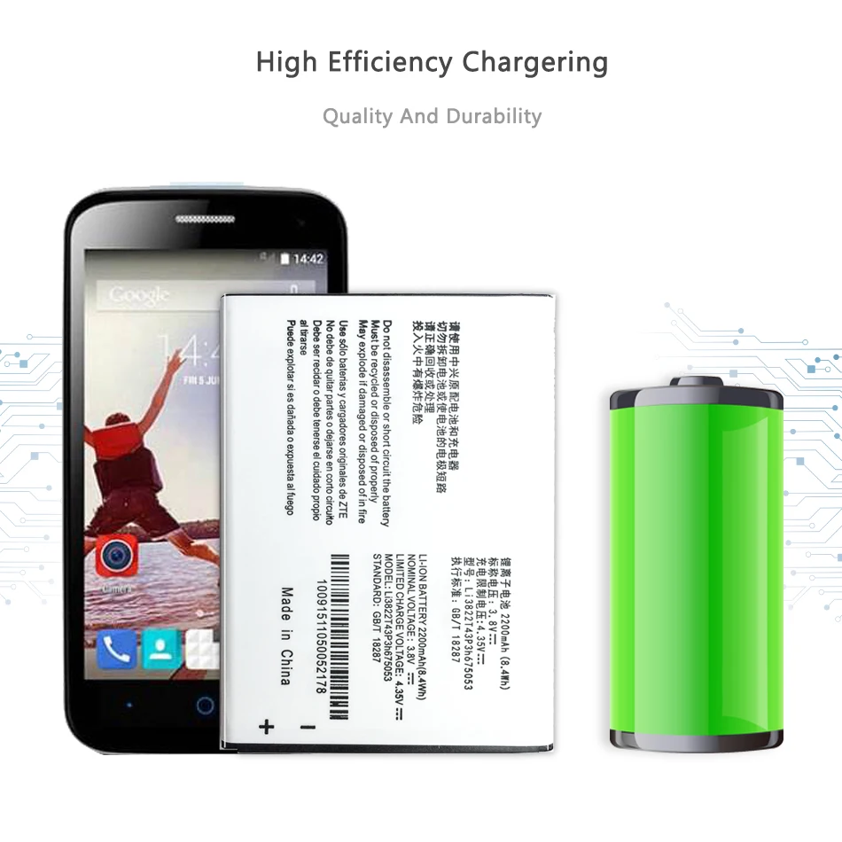 For ZTE Blade QLux Q Lux A430 Mobile Phone Battery Li3822T43P3h675053 For ZTE Blade QLux Q Lux A430 2200mAh 
For ZTE Blade QLux Q Lux A430 Mobile Phone Battery Li3822T43P3h675053 For ZTE Blade QLux Q Lux A430 2200mAh