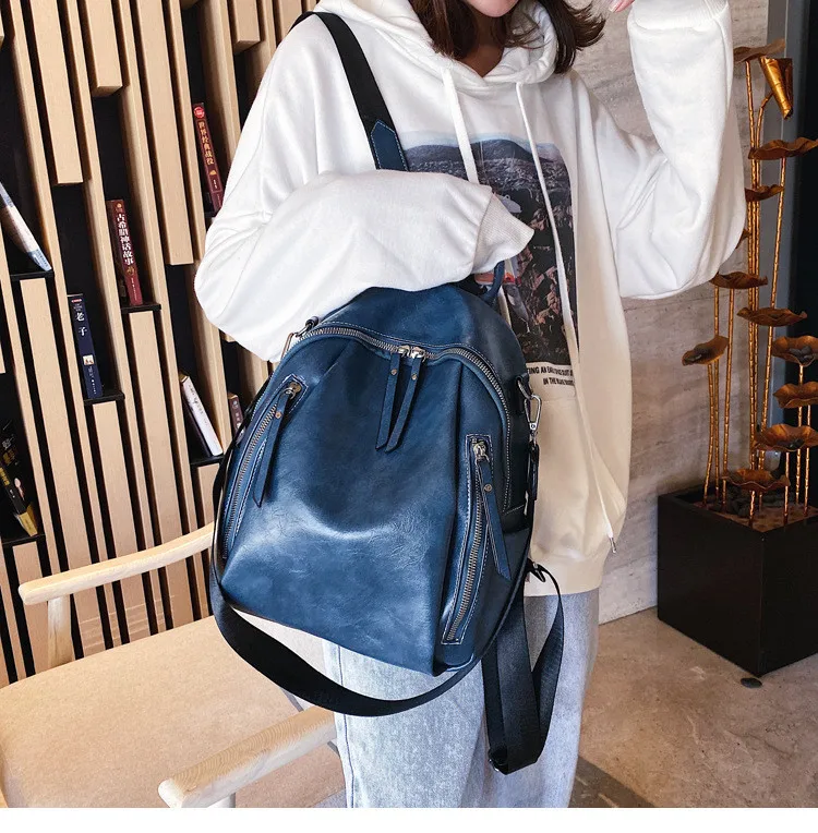 Vintage women backpacks PU leather multifunctional backpack female shoulder bag Preppy style college school bags Travel bag bag 
Vintage women backpacks PU leather multifunctional backpack female shoulder bag Preppy style college school bags Travel bag bag