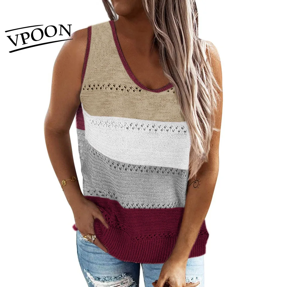 2021Fashion New Women'S Contrast Color Hollow Sleeveless V-Neck Vest Tops For Girls Wear Top Woman Clothes Shirts Color Matching
2021Fashion New Women'S Contrast Color Hollow Sleeveless V-Neck Vest Tops For Girls Wear Top Woman Clothes Shirts Color Matching
